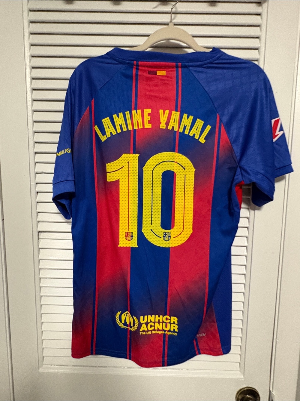 FC Barcelona Youth Lamine Yamal #10 Blue and Red Soccer Jersey
